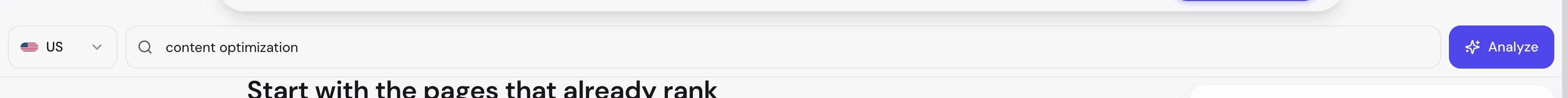 Keyword, country and URL import in one bar